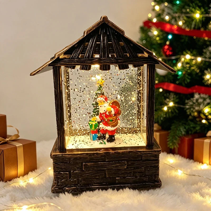 Christmas Lantern Snow Globe Built-In LED & Battery-Free