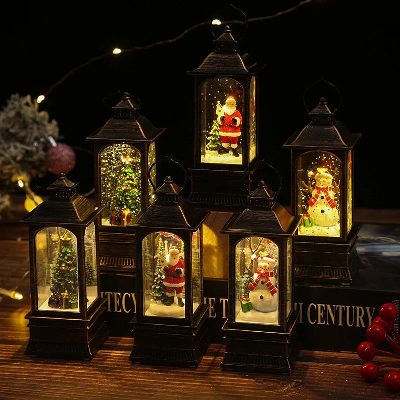 Christmas Lantern Snowman Motif Warm LED Light