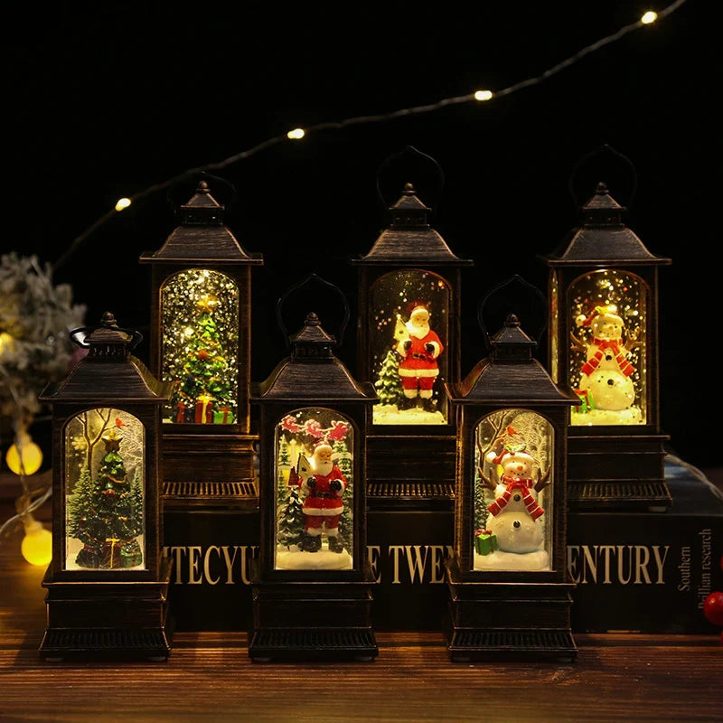 Christmas Lantern Snowman Scene Warm LED Glow
