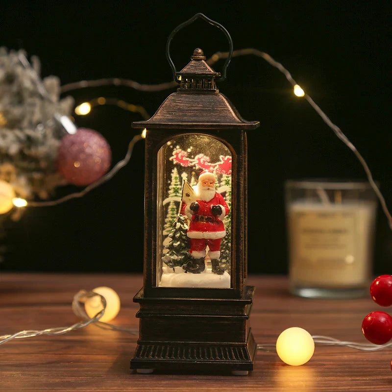 Christmas Lantern Snowman Scene Warm LED Glow