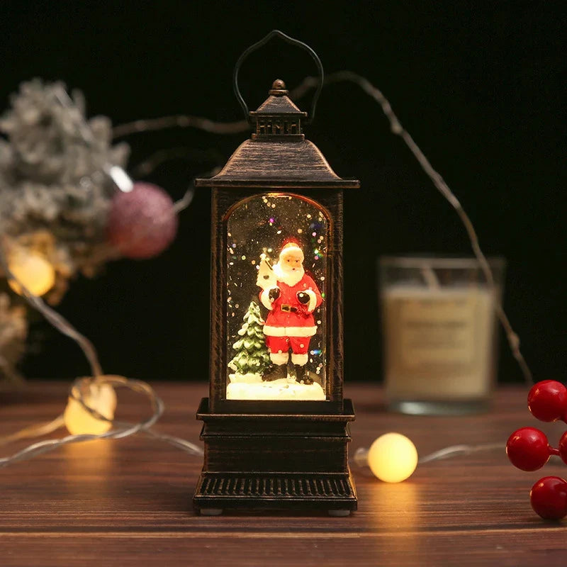 Christmas Lantern Snowman Scene Warm LED Glow