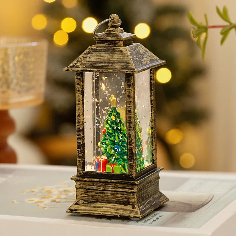 Christmas Lantern Warm LED Glow & Snow Effect
