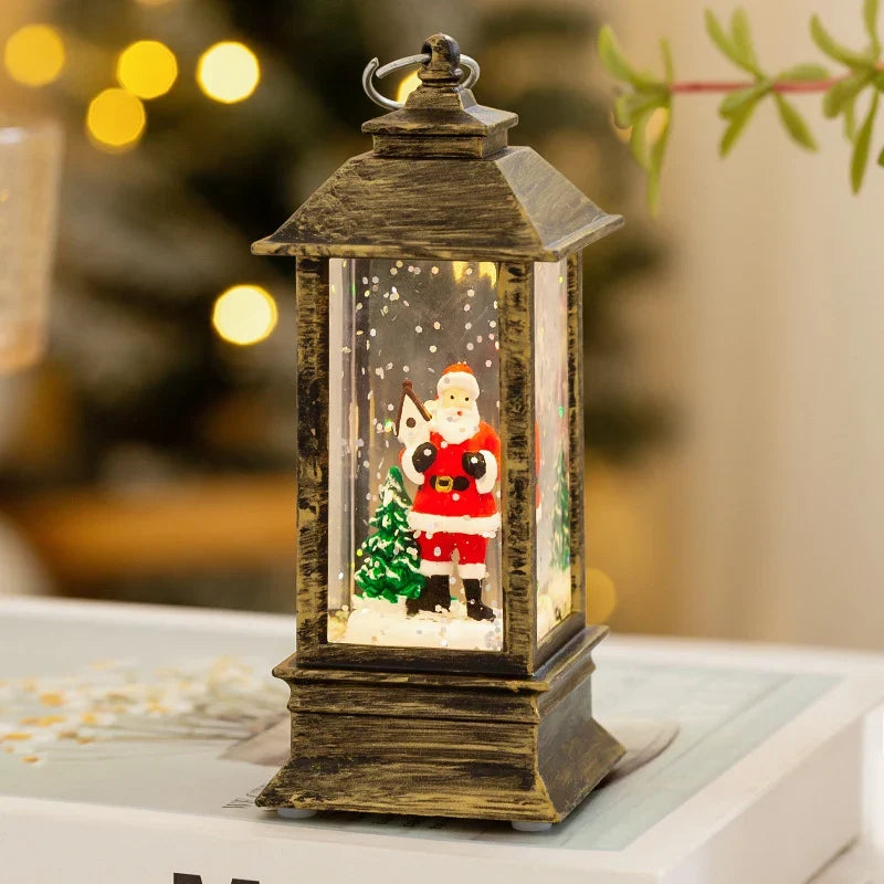 Christmas Lantern Warm LED Glow & Snow Effect