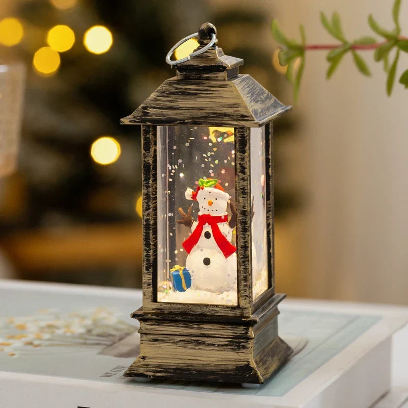 Christmas Lantern Warm LED Glow & Snow Effect