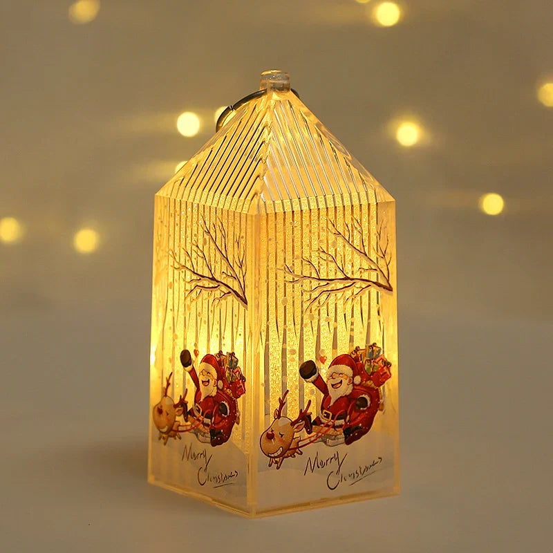 Christmas Lantern Warm LED Portable With Handle