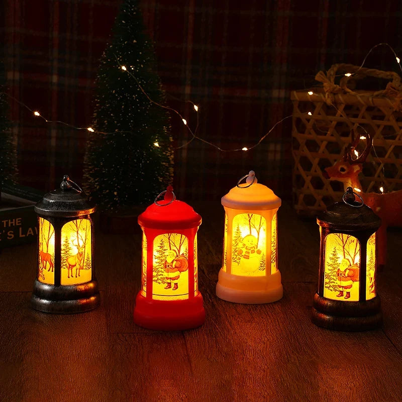 Christmas Lantern Warm LED Santa Motif Hanging Hook