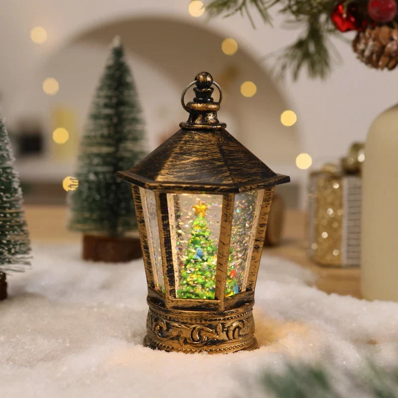Christmas Lantern Warm LED Santa Motif Hanging Hook