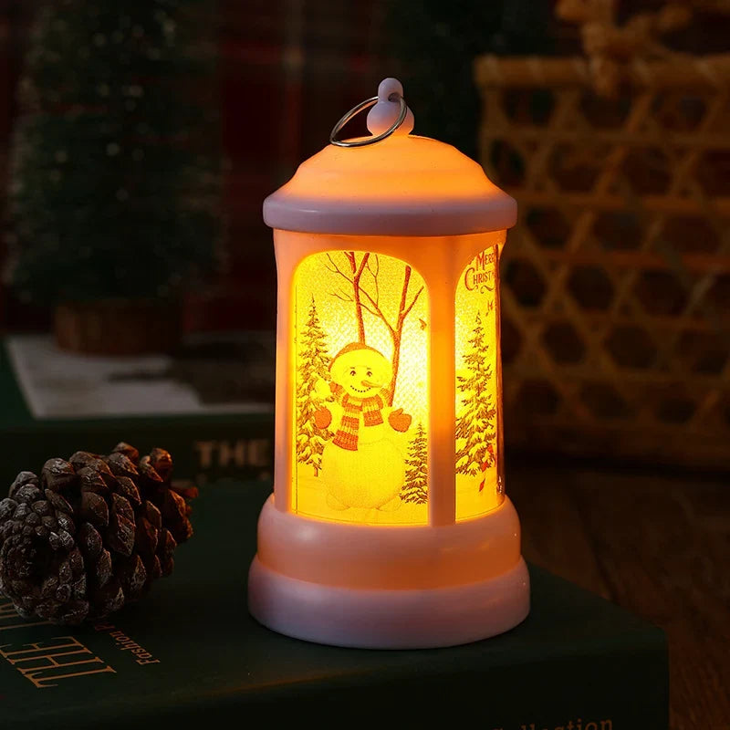 Christmas Lantern Warm LED Santa Motif Hanging Hook