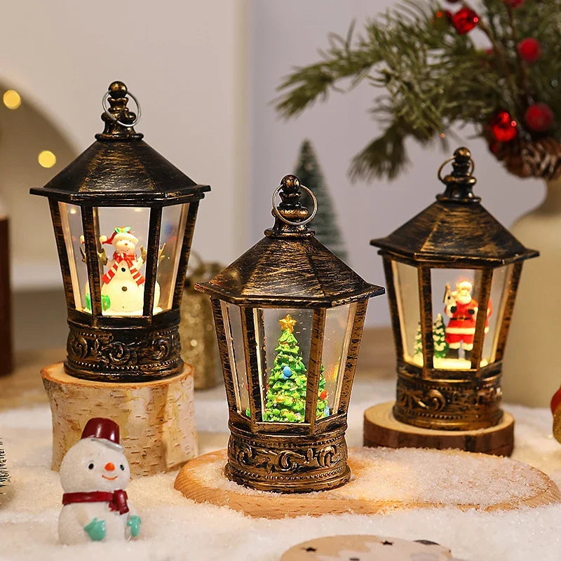 Christmas Lantern Warm LED Santa Motif Hanging Hook