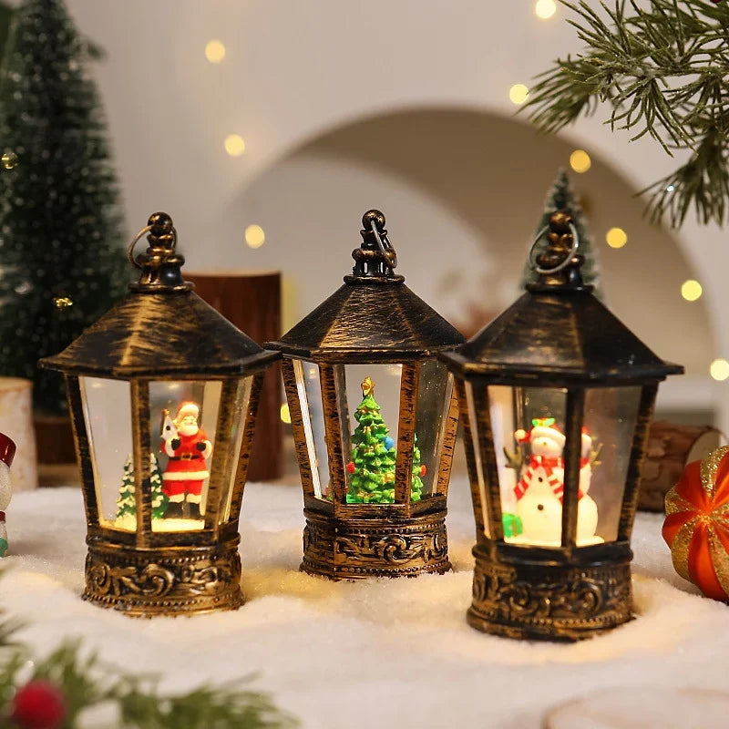Christmas Lantern Warm LED Santa Motif Hanging Hook