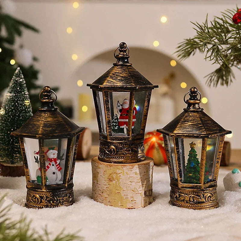 Christmas Lantern Warm LED Santa Motif Hanging Hook