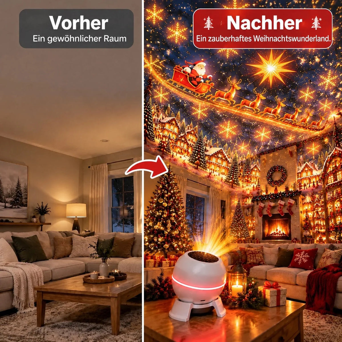 Christmas Light Projector Moving Patterns USB-Powered Indoor Use