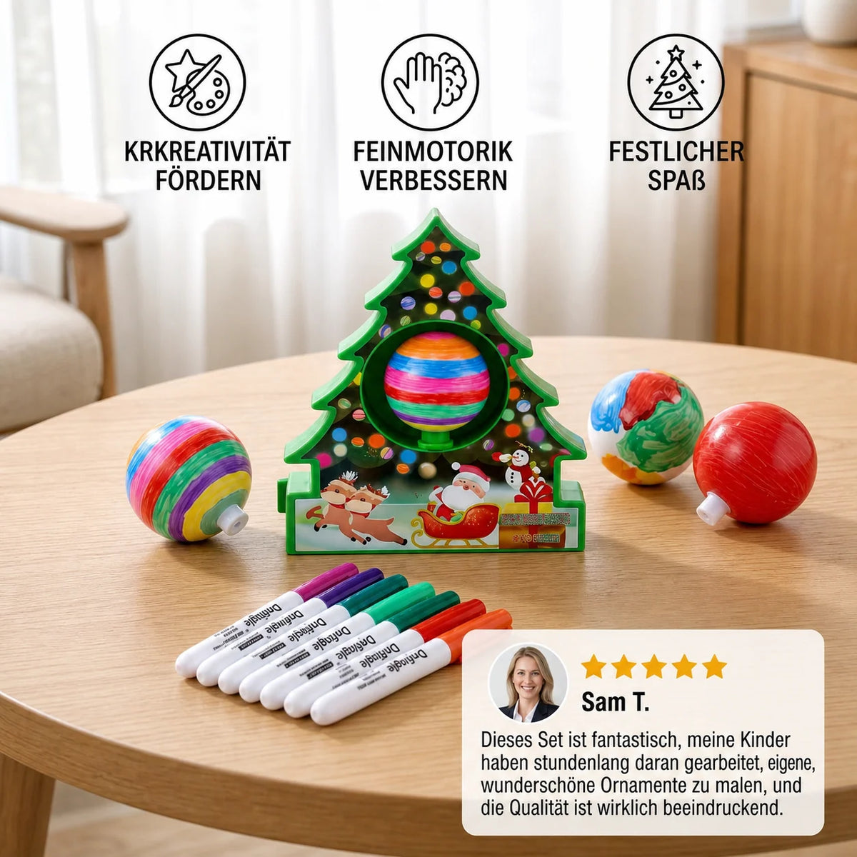 Christmas Ornament Craft Kit Spinning Design & Painting Activity