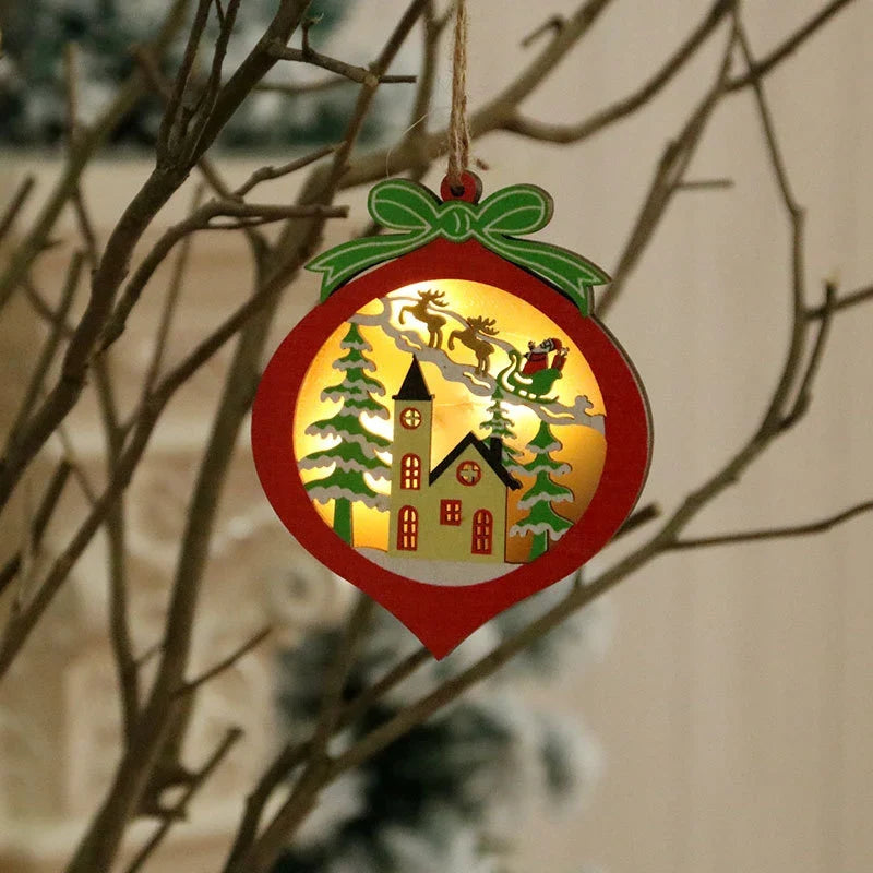 Christmas Ornament Illuminated Winter Scene Battery-Free