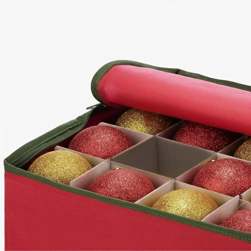 Christmas Ornament Storage Box Divided Cells & Removable Dividers