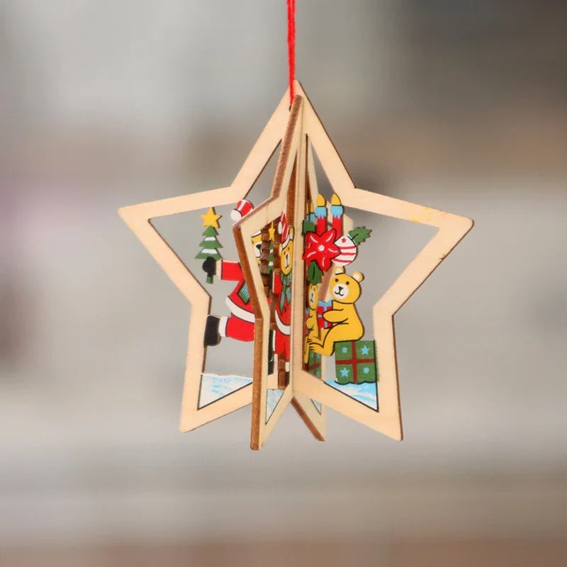 Christmas Ornament Wood Laser Engraved 3D & Flat