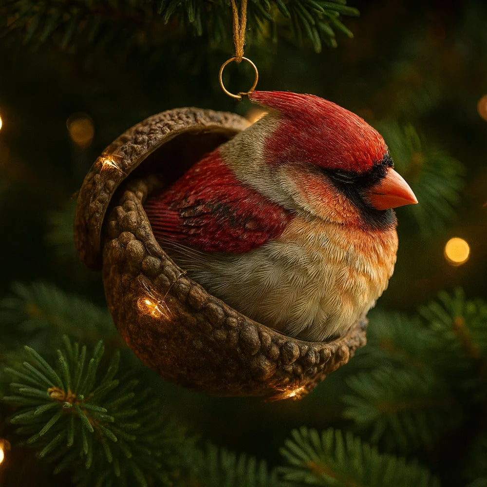 Christmas Ornaments Woodland Felt & Wood-Effect Set of 6