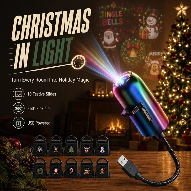 Christmas Projector Light 10 Festive Scenes Plug-And-Play Setup