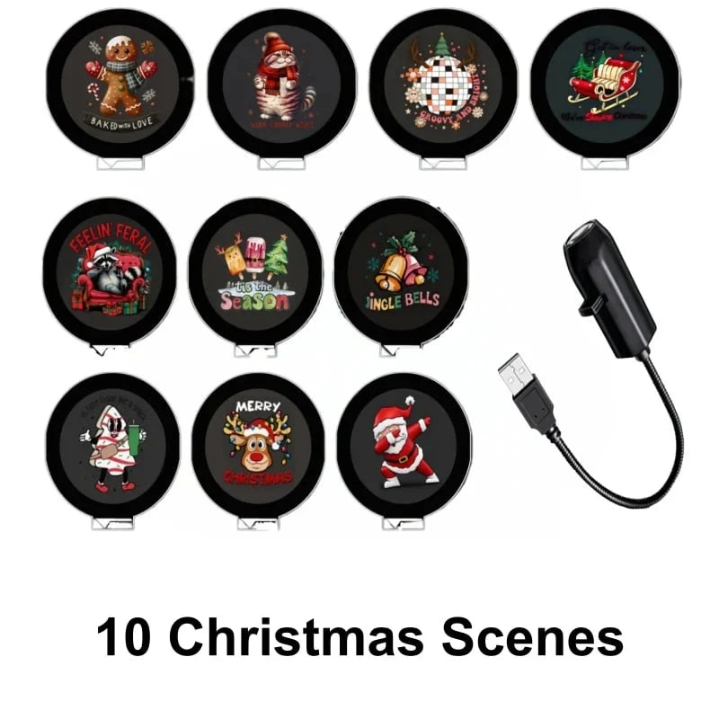 Christmas Projector Light 10 Festive Scenes Plug-And-Play Setup