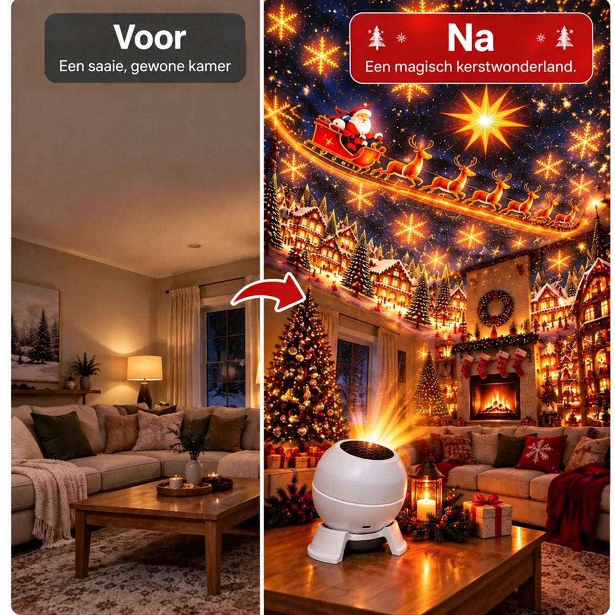 Christmas Projector Night Light USB-Powered Wall & Ceiling Projection