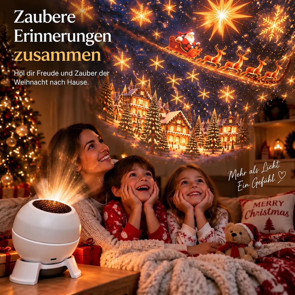Christmas Projector Night Light USB Powered Wall & Ceiling Projection