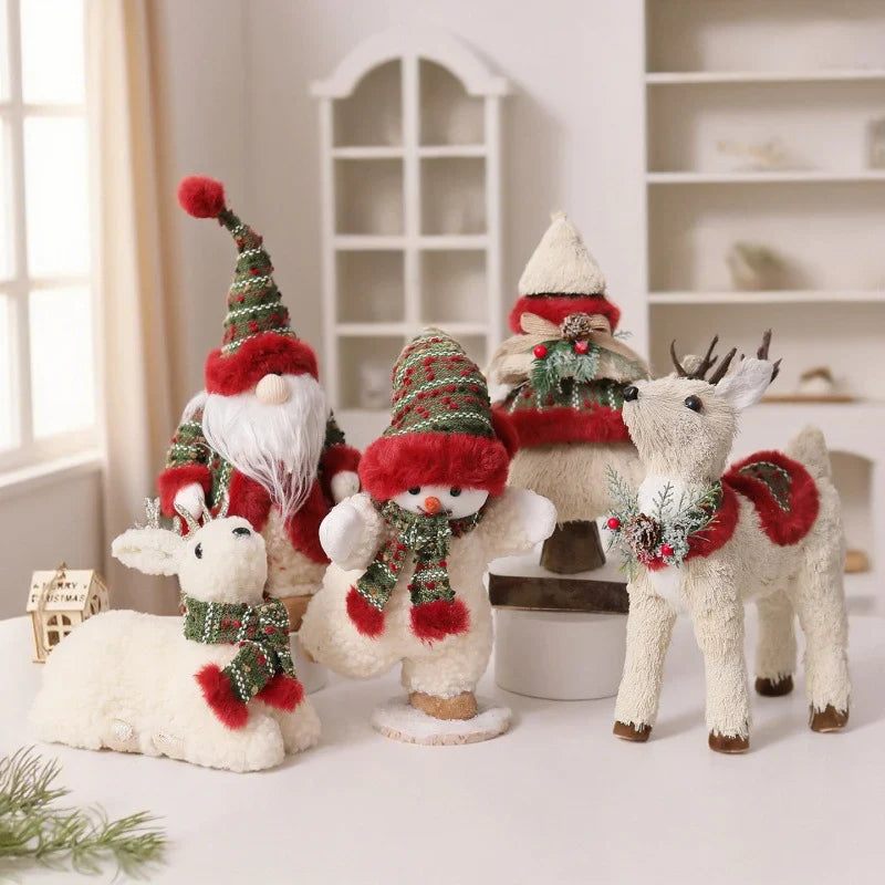Christmas Reindeer Figurine Tabletop 11.8 Inch Scarf & Garland
