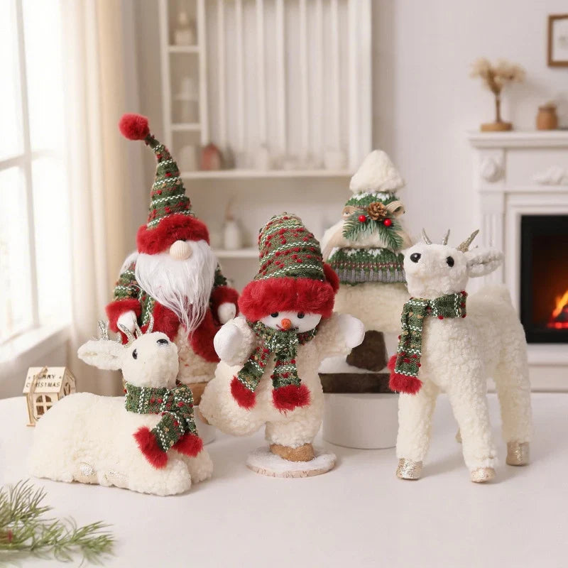 Christmas Reindeer Figurine Tabletop 11.8 Inch Scarf & Garland