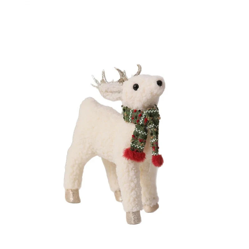 Christmas Reindeer Figurine Tabletop 11.8 Inch Scarf & Garland