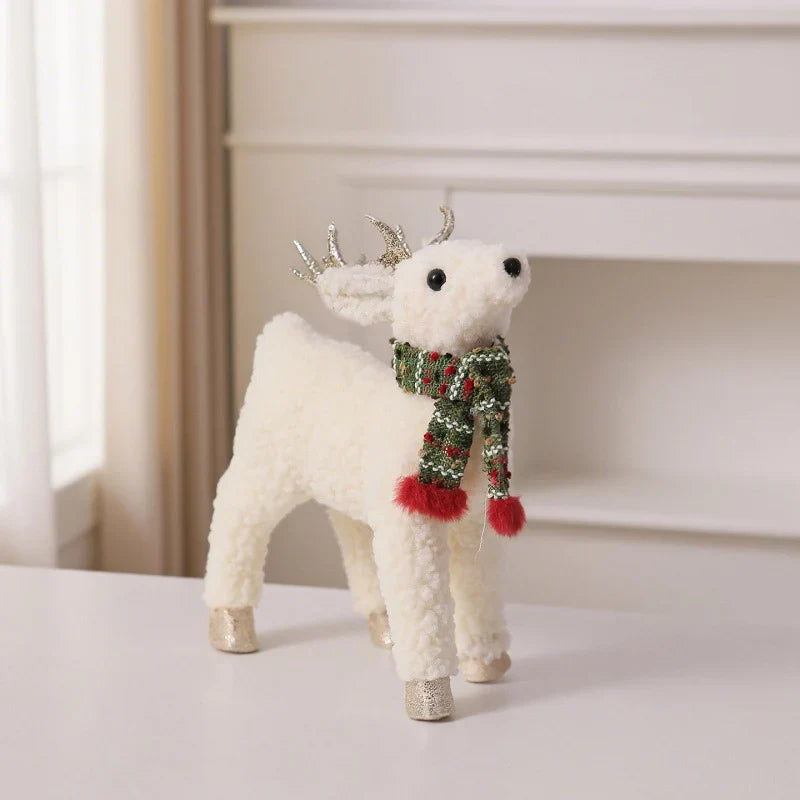 Christmas Reindeer Figurine Tabletop 11.8 Inch Scarf & Garland