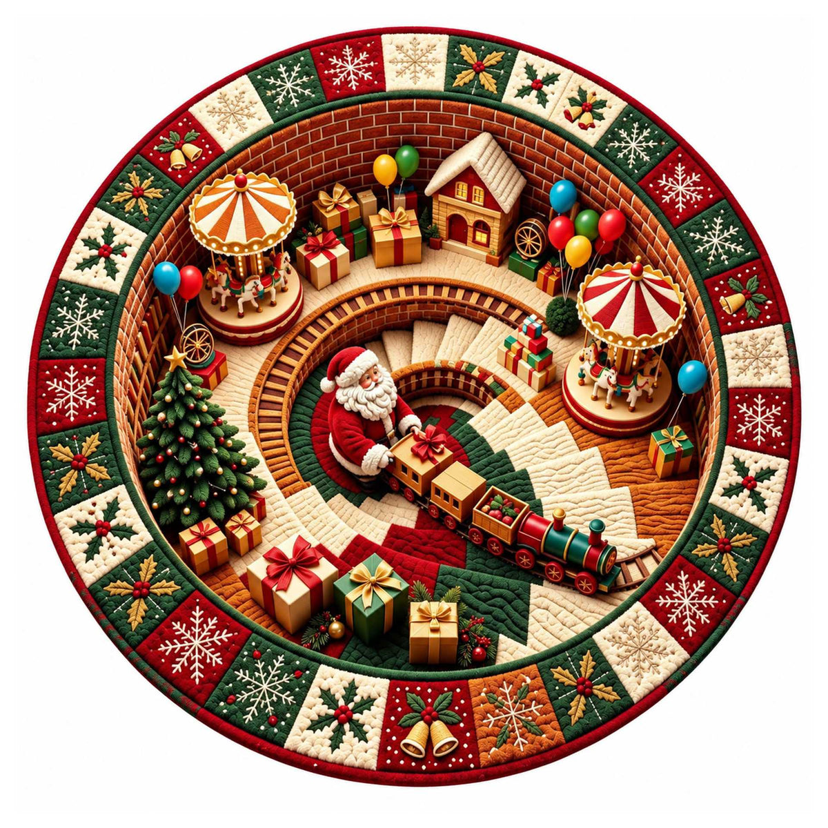 Christmas Rug Festive Prints Easy-Clean Shake-Off Design