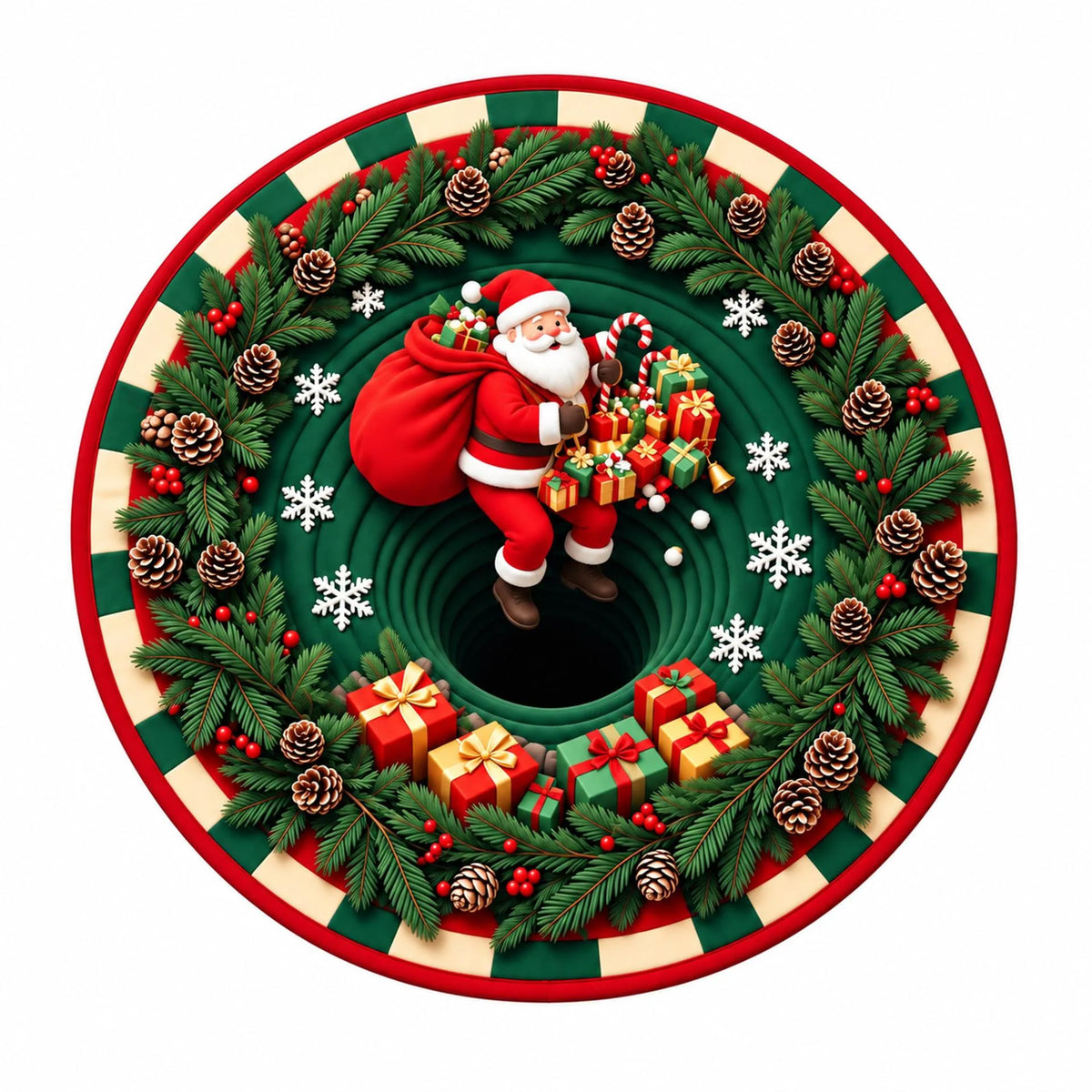 Christmas Rug Festive Prints Easy-Clean Shake-Off Design
