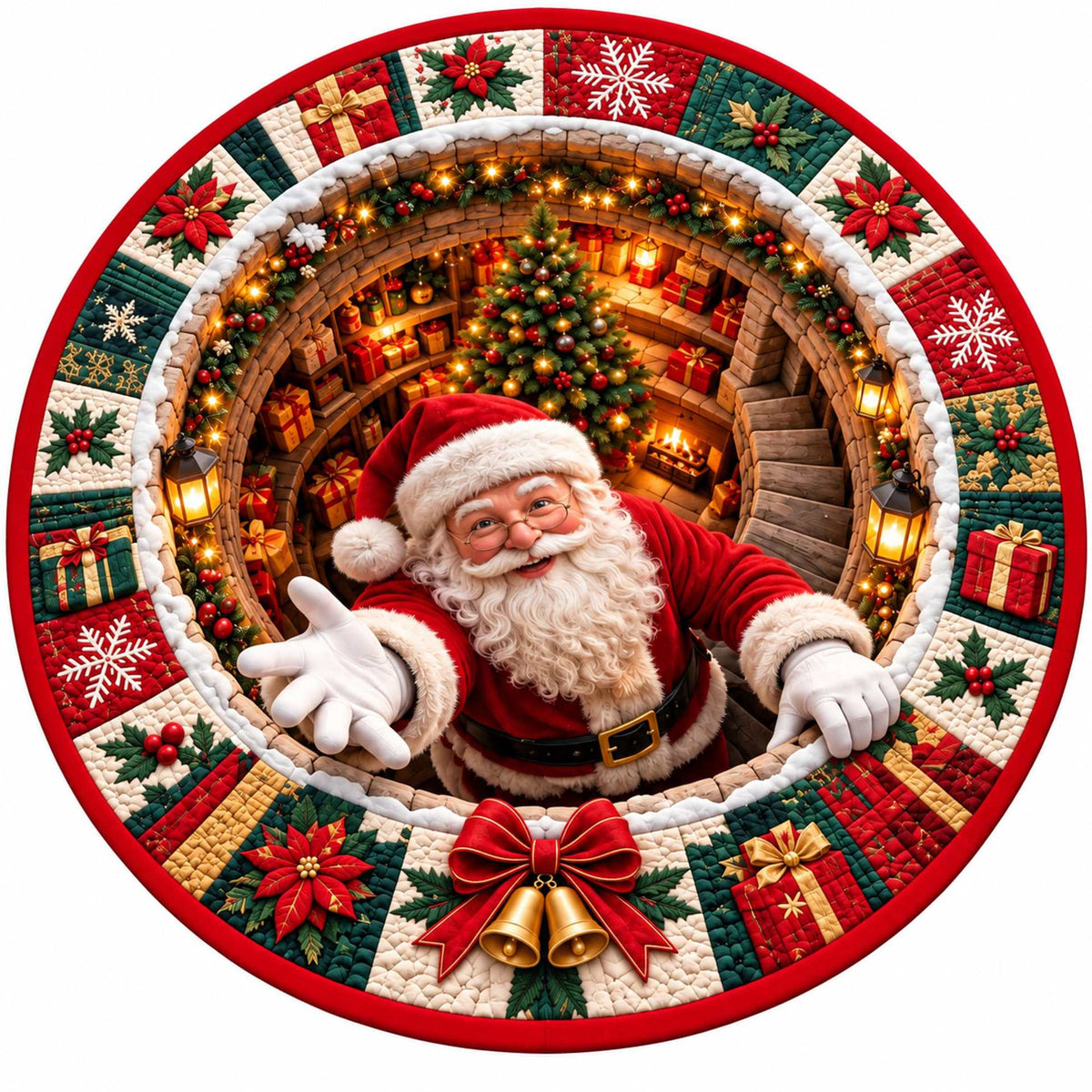 Christmas Rug Festive Prints Easy-Clean Shake-Off Design