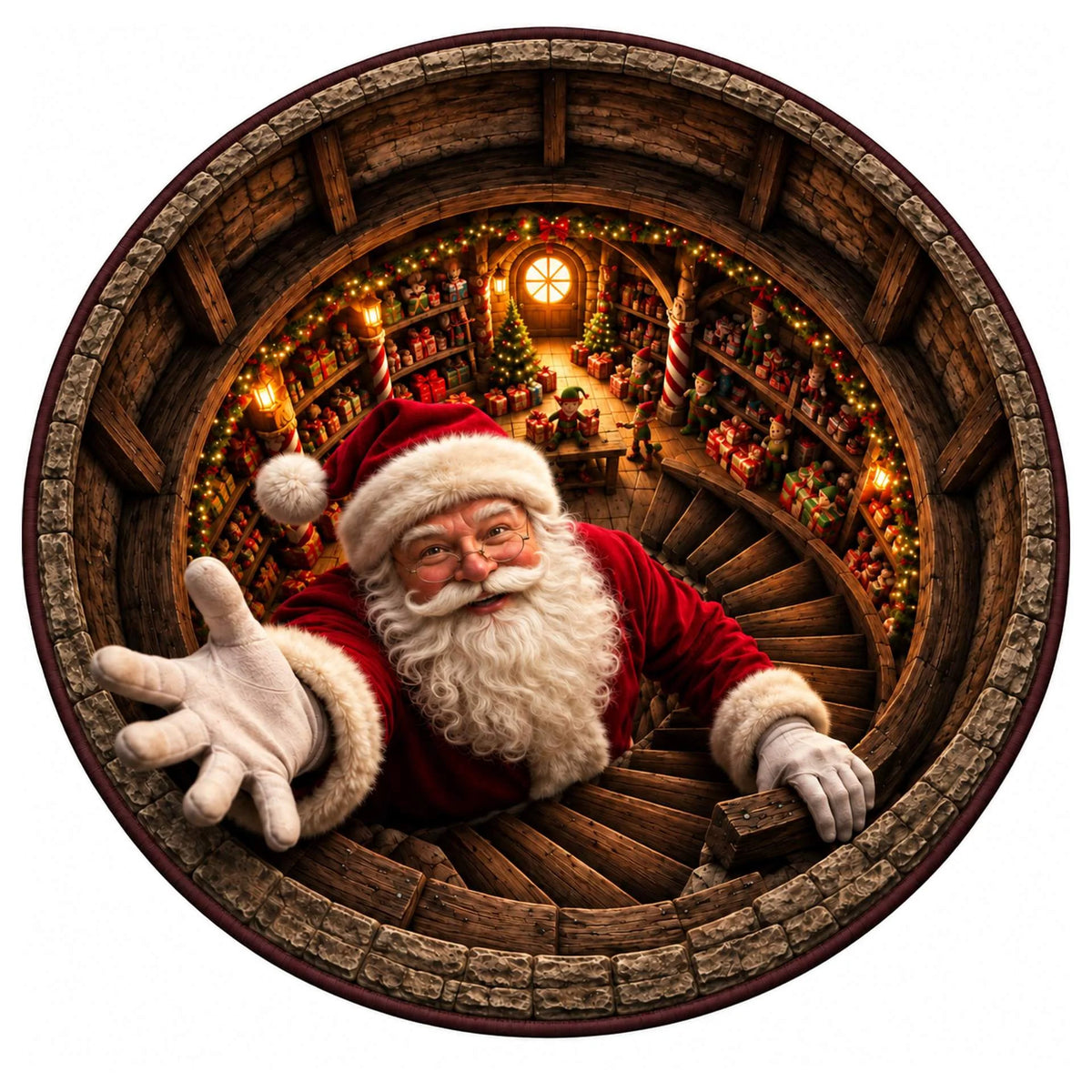 Christmas Rug Festive Prints Easy-Clean Shake-Off Design