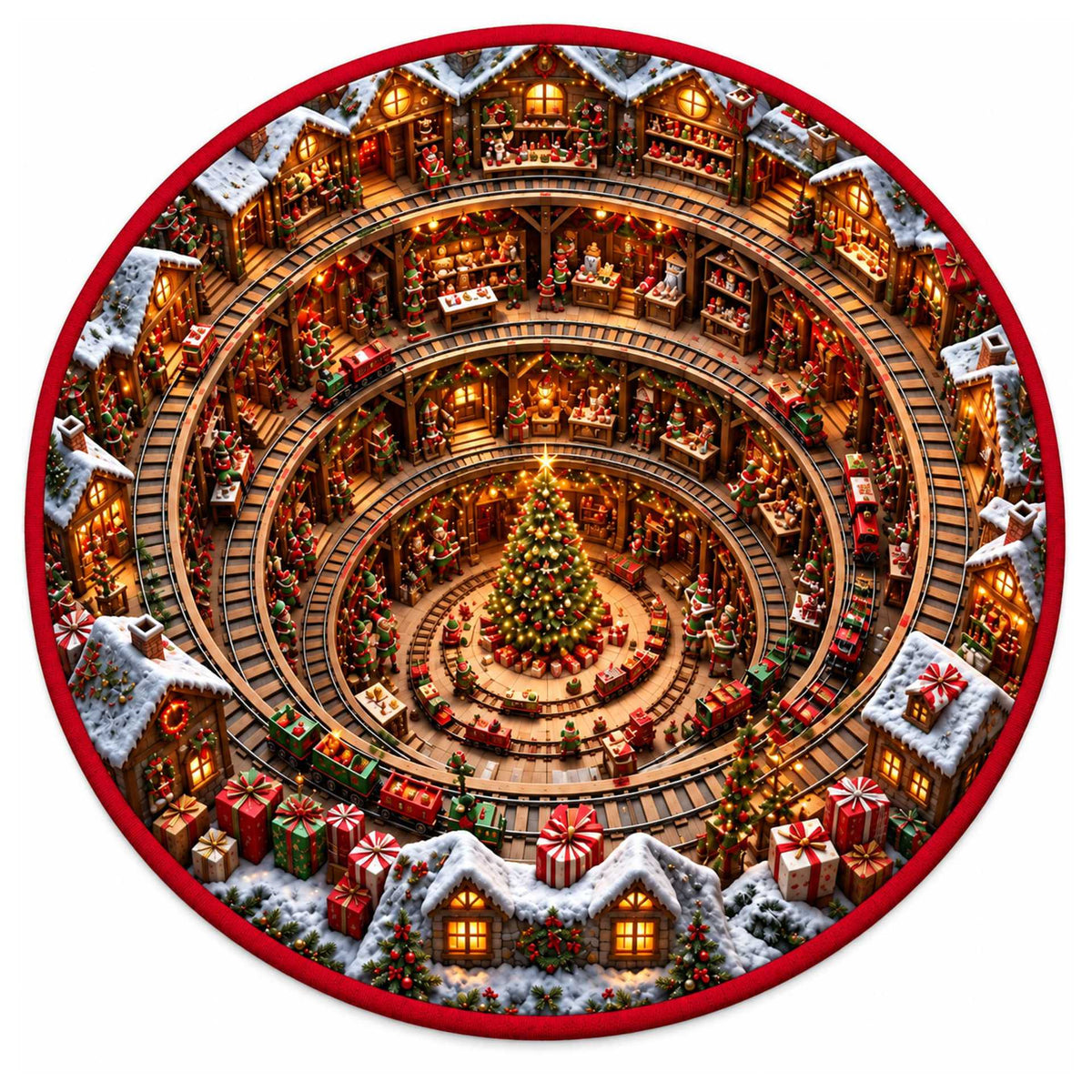 Christmas Rug Festive Prints Easy-Clean Shake-Off Design