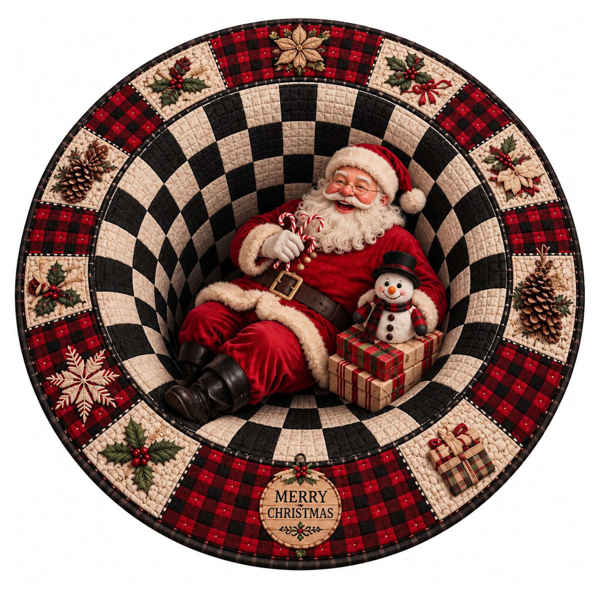 Christmas Rug Festive Prints Easy-Clean Shake-Off Design