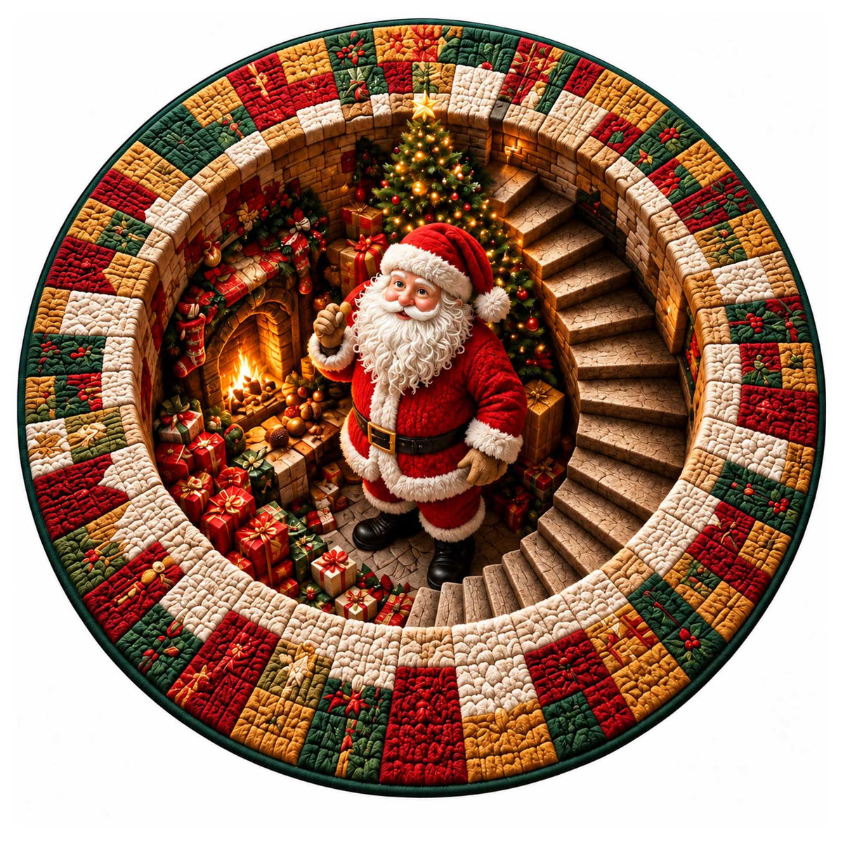 Christmas Rug Festive Prints Easy-Clean Shake-Off Design