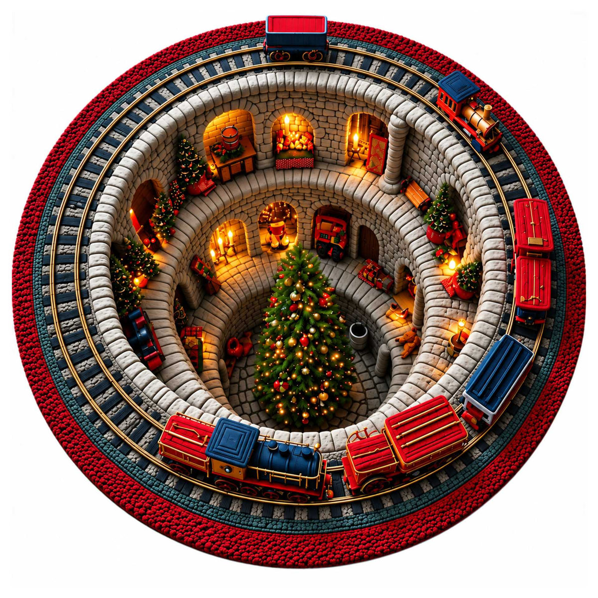 Christmas Rug Festive Prints Easy-Clean Shake-Off Design