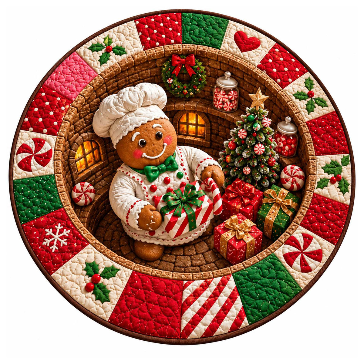 Christmas Rug Festive Prints Easy-Clean Shake-Off Design