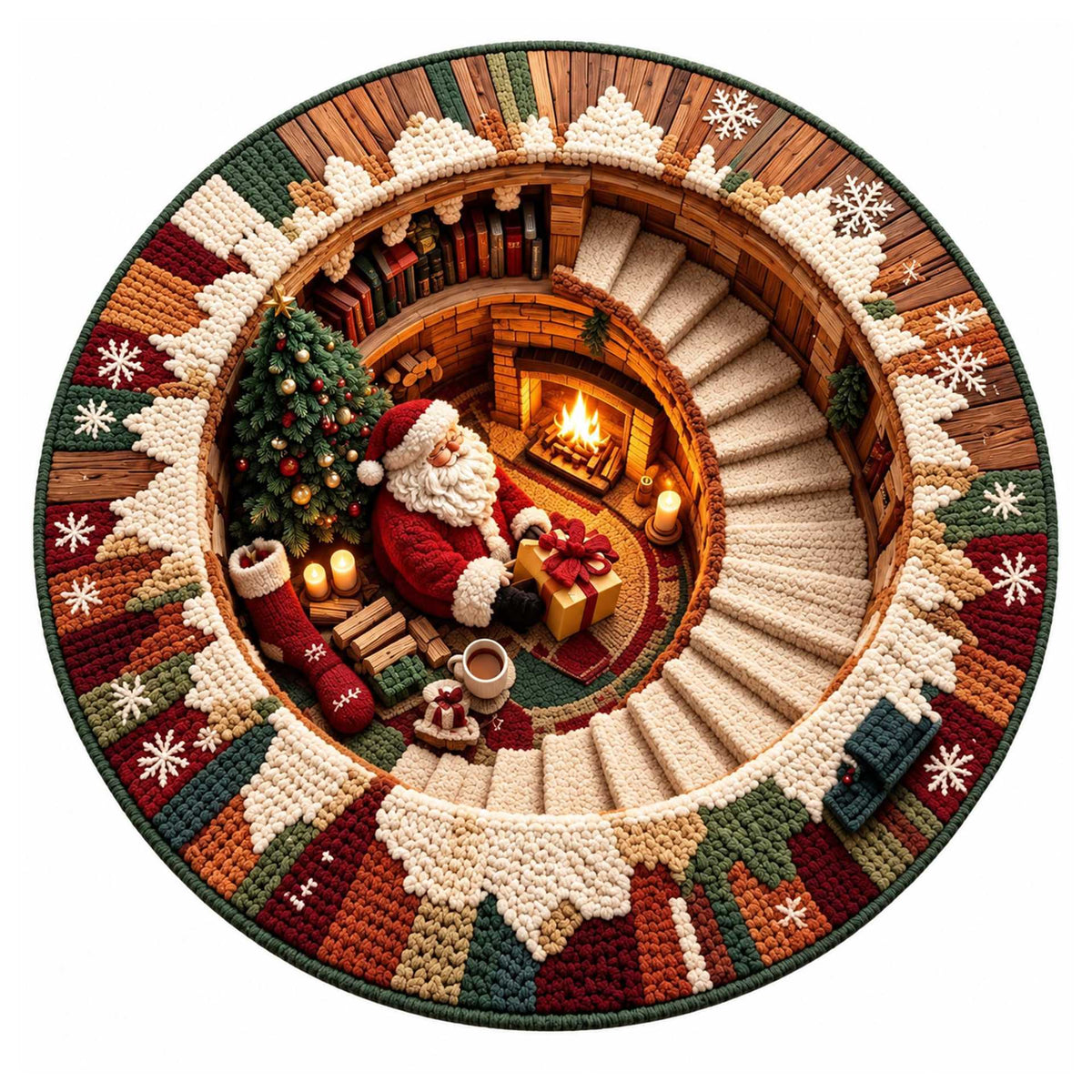 Christmas Rug Festive Prints Easy-Clean Shake-Off Design