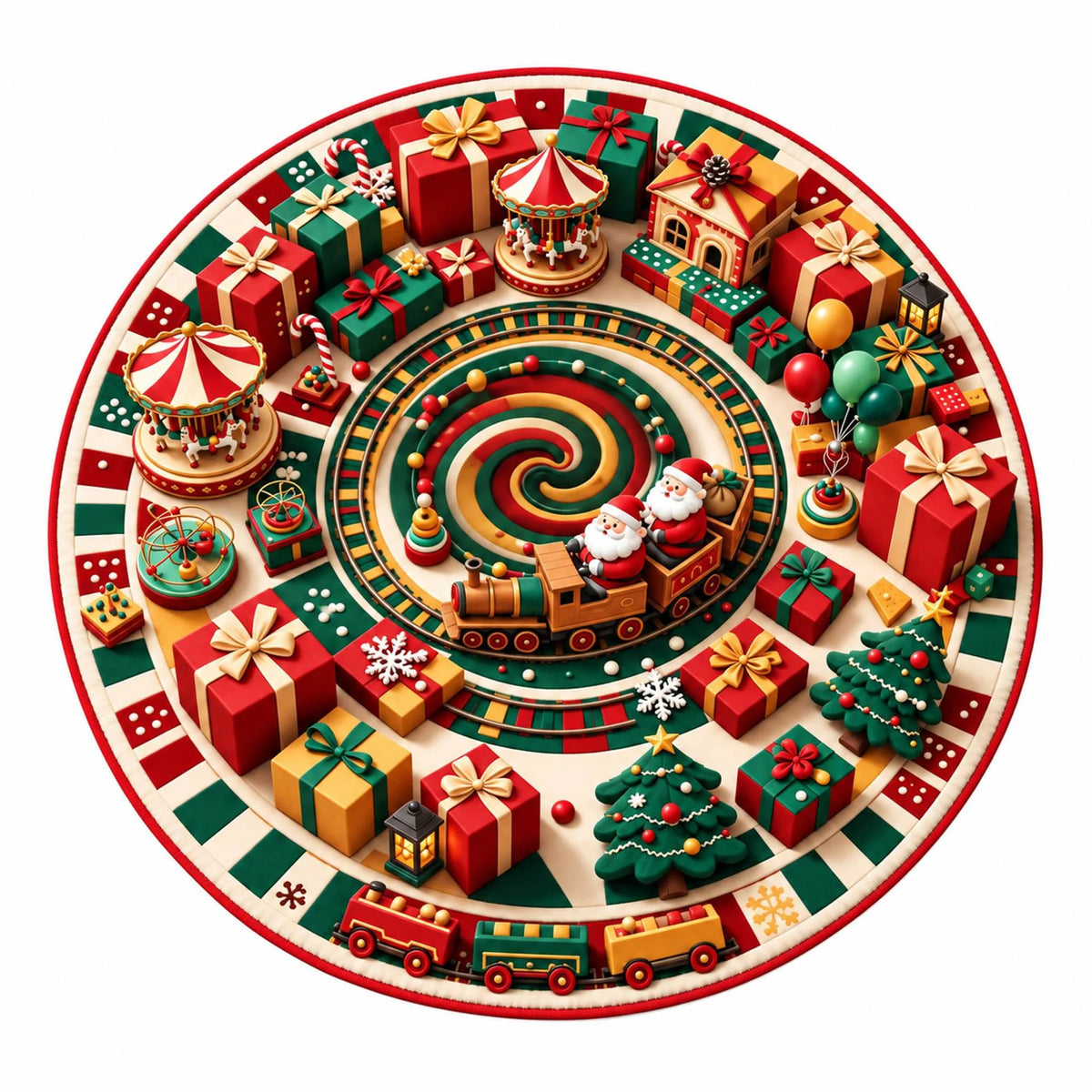 Christmas Rug Festive Prints Easy-Clean Shake-Off Design