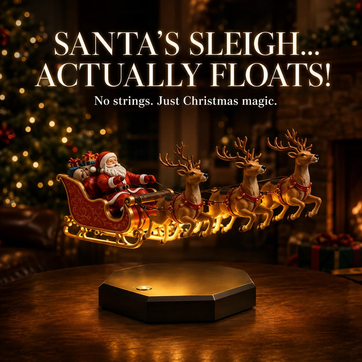 Christmas Sleigh Decoration Magnetic Floating Illuminated Base