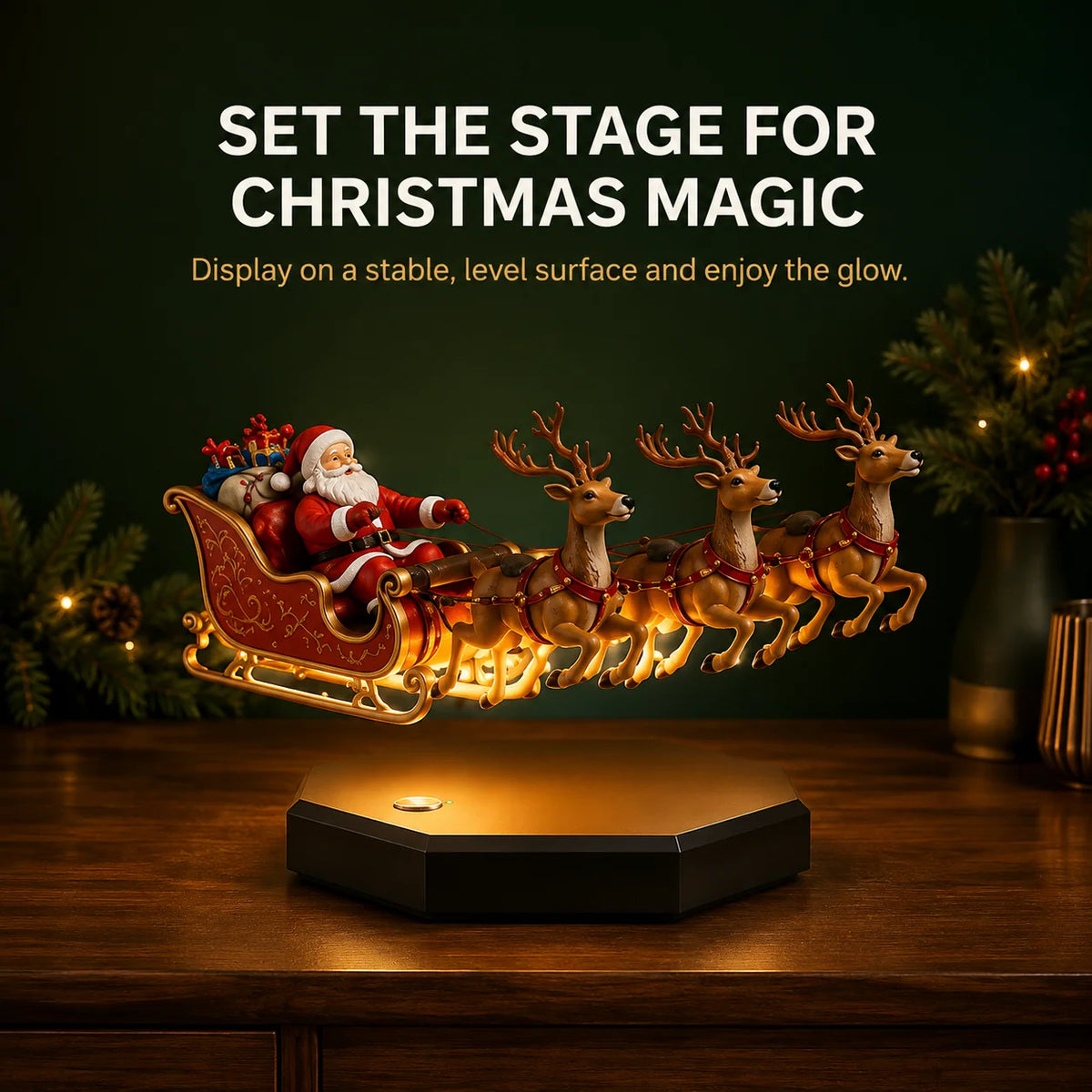 Christmas Sleigh Decoration Magnetic Floating Illuminated Base