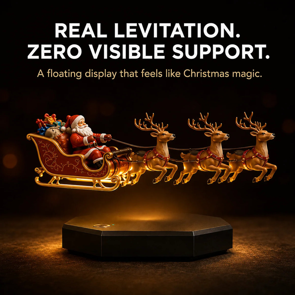 Christmas Sleigh Decoration Magnetic Floating Illuminated Base