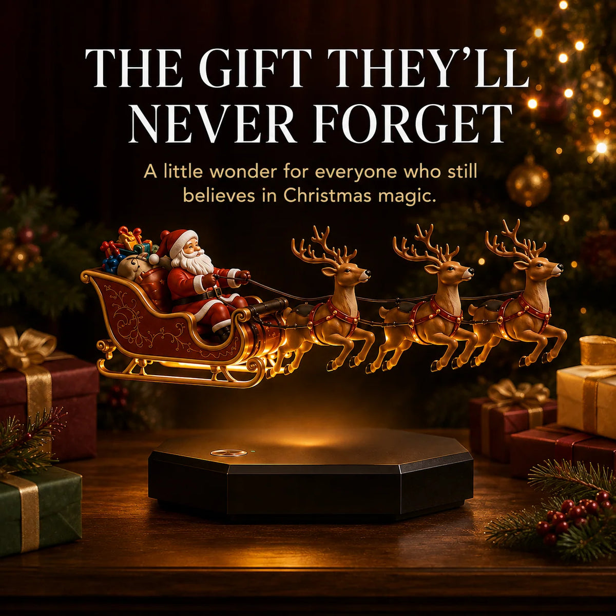 Christmas Sleigh Decoration Magnetic Floating Illuminated Base