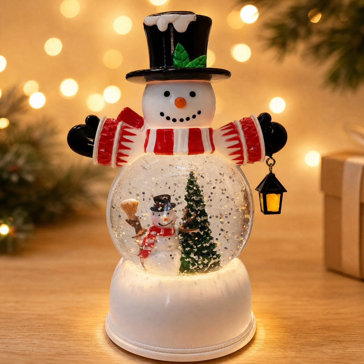 Christmas Snow Globe Santa Figurine LED Light Durable