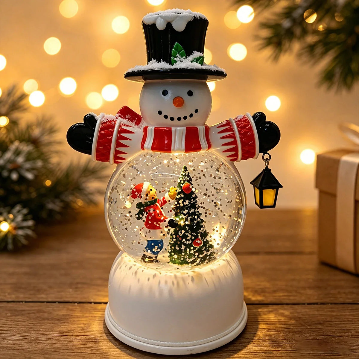 Christmas Snow Globe Santa Figurine LED Light Durable