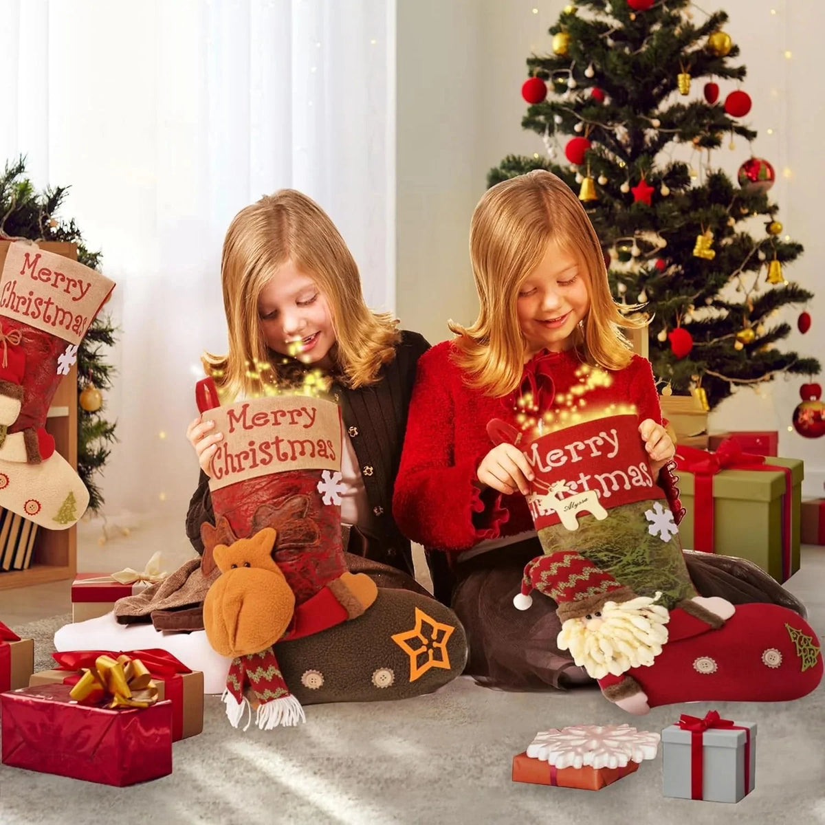 Christmas Stocking 3D Character Design Stitched Lettering