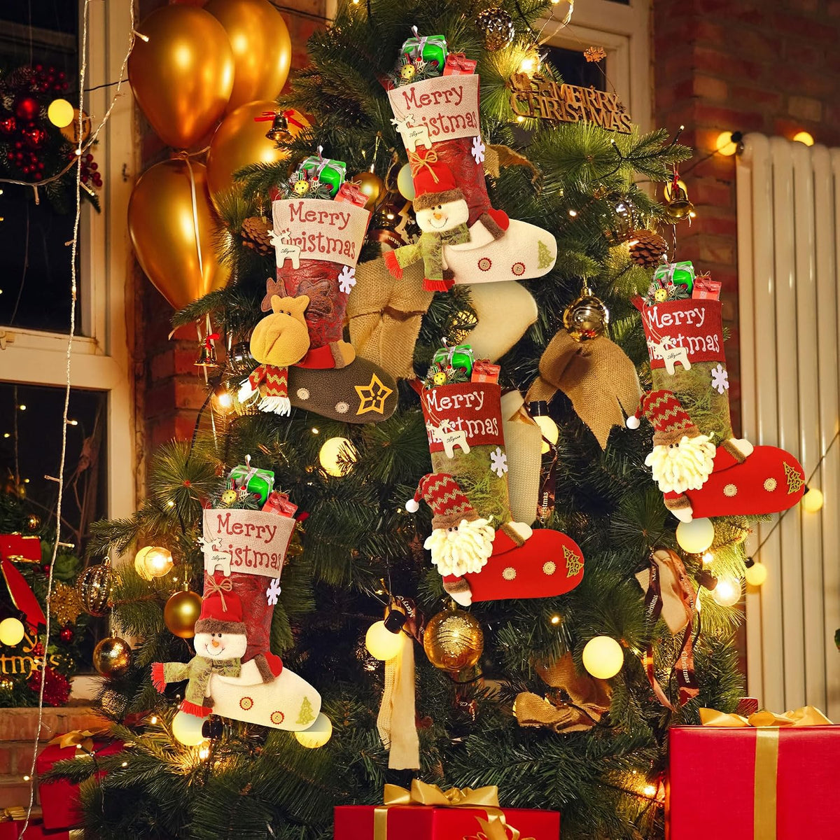 Christmas Stocking 3D Character Design Stitched Lettering
