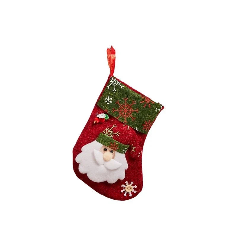 Christmas Stocking Durable Soft Fabric Santa & Snowflake Design