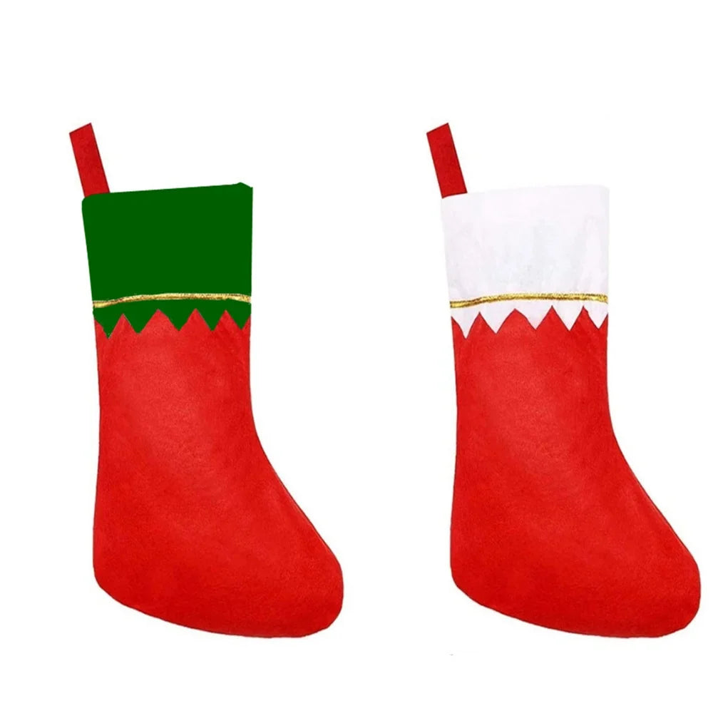 Christmas Stocking Large Capacity Gold-Edged Wave Trim